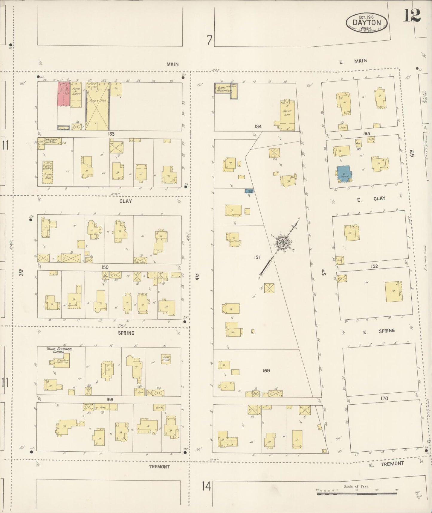 Sanborn Fire Insurance Map from Dayton, Columbia County, Washington (1916), Sheet #0012 - Complete Map Set gallery image, historic Sanborn map, vintage wall art, Washington Washington