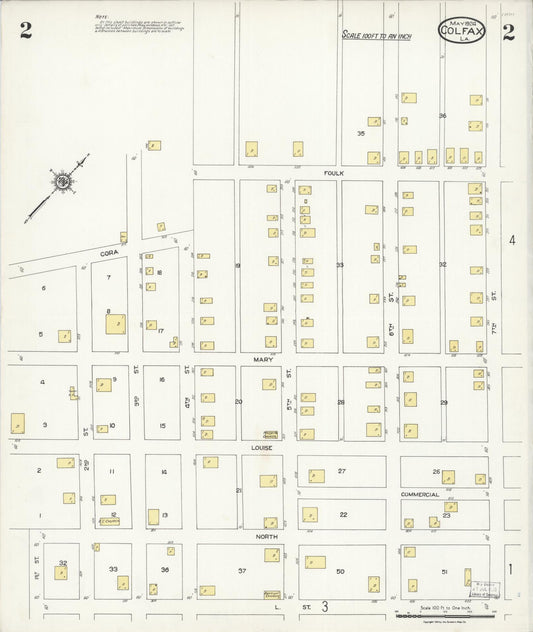 Sanborn Fire Insurance Map from Colfax, Grant Parish, Louisiana (1924), Sheet #0002 - Historic Sanborn Fire Insurance Map Print, vintage old map wall art, antique decor, genealogy gift, Louisiana Louisiana map
