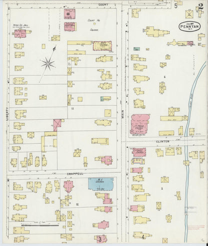 Sanborn Fire Insurance Map from Penn Yan, Yates County, New York (1897), Sheet #0002 - Complete Map Set gallery image, historic Sanborn map, vintage wall art, New York New York