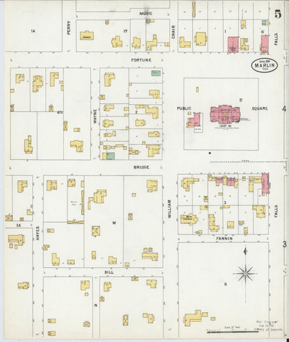 Sanborn Fire Insurance Map from Marlin, Falls County, Texas (1899), Sheet #0005 - Complete Map Set gallery image, historic Sanborn map, vintage wall art, Texas Texas