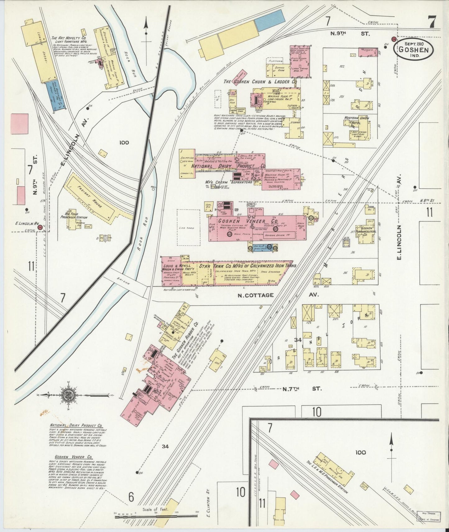 Sanborn Fire Insurance Map from Goshen, Elkhart County, Indiana (1910), Sheet #0007 - Complete Map Set gallery image, historic Sanborn map, vintage wall art, Indiana Indiana
