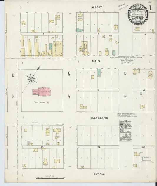 Sanborn Fire Insurance Map from Sundance, Crook County, Wyoming (1891), Sheet #0001 - Complete Map Set gallery image, historic Sanborn map, vintage wall art, Wyoming Wyoming