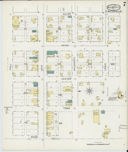 Sanborn Fire Insurance Map from Webb City, Jasper County, Missouri (1893), Sheet #0007 - Complete Map Set gallery image, historic Sanborn map, vintage wall art, Missouri Missouri