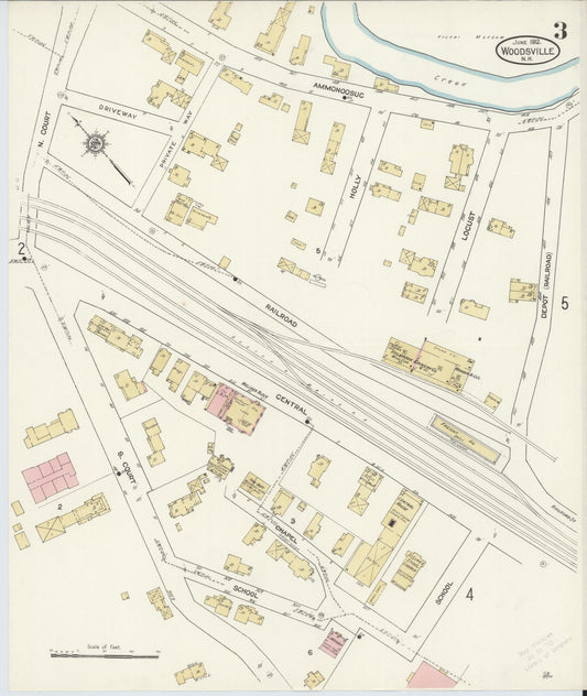Sanborn Fire Insurance Map from Woodsville, Grafton County, New Hampshire (1912), Sheet #0003 - Historic Sanborn Fire Insurance Map Print, vintage old map wall art, antique decor, genealogy gift, New Hampshire New Hampshire map