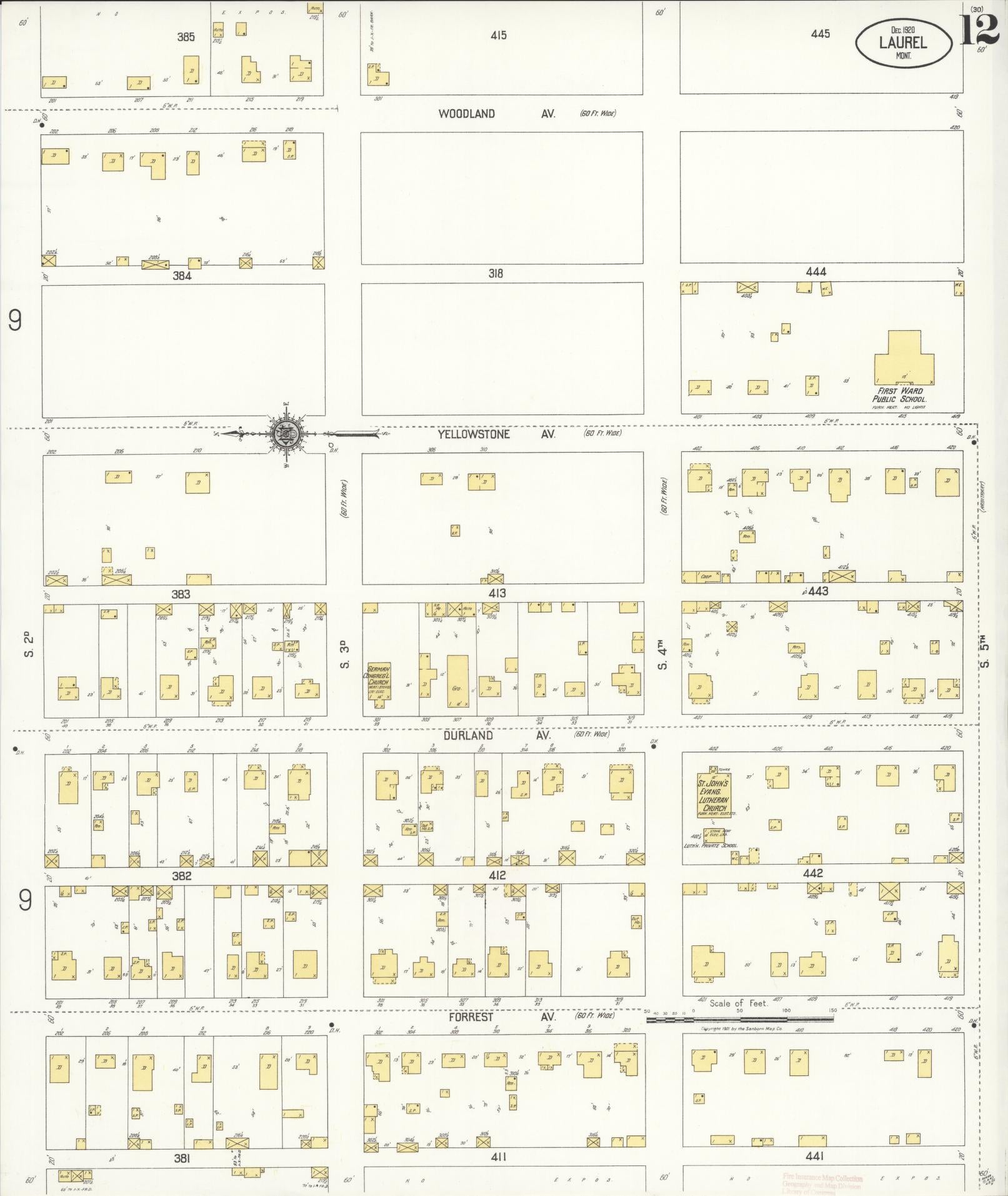 Sanborn Fire Insurance Map from Laurel, Yellowstone County, Montana (1920), Sheet #0012 - Complete Map Set gallery image, historic Sanborn map, vintage wall art, Montana Montana