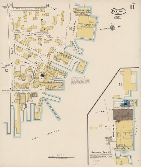 Sanborn Fire Insurance Map from Eastport, Washington County, Maine (1921), Sheet #0011 - Historic Sanborn Fire Insurance Map Print, vintage old map wall art, antique decor, genealogy gift, Maine Maine map