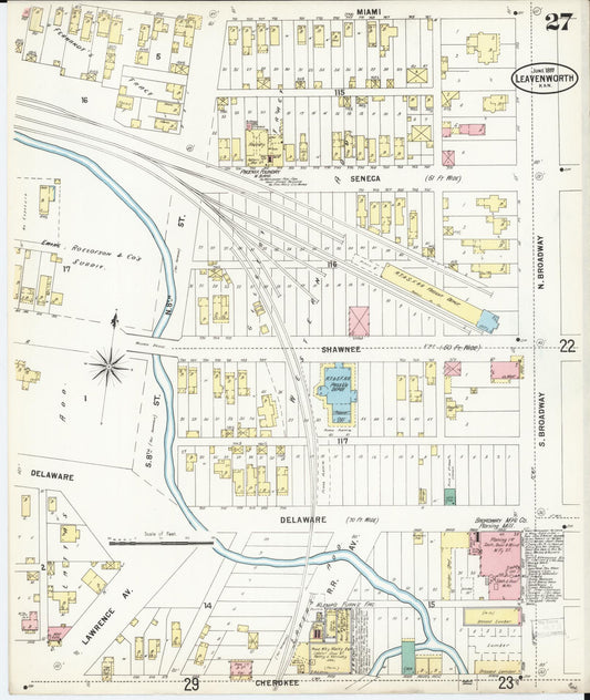 Sanborn Fire Insurance Map from Leavenworth, Leavenworth County, Kansas (1897), Sheet #0028 - Historic Sanborn Fire Insurance Map Print, vintage old map wall art, antique decor, genealogy gift, Kansas Kansas map