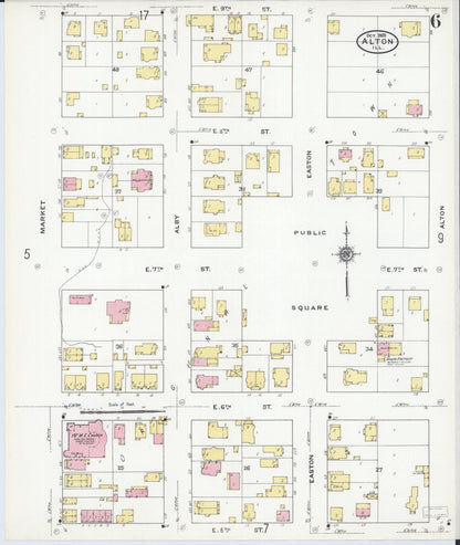 Sanborn Fire Insurance Map from Alton, Madison County, Illinois (1909), Sheet #0006 - Complete Map Set gallery image, historic Sanborn map, vintage wall art, Illinois Illinois