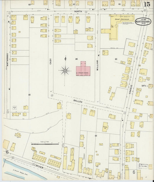 Sanborn Fire Insurance Map from North Adams, Berkshire County, Massachusetts (1897), Sheet #0015 - Historic Sanborn Fire Insurance Map Print, vintage old map wall art, antique decor, genealogy gift, Massachusetts Massachusetts map