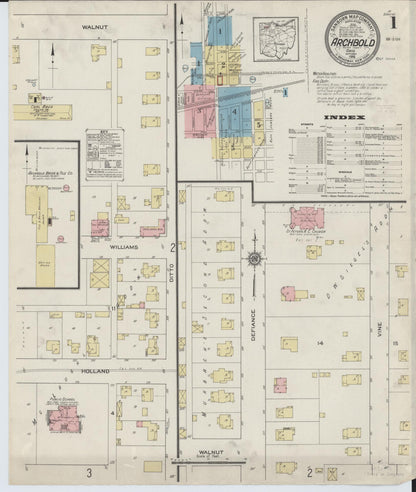 Sanborn Fire Insurance Map from Archbold, Fulton County, Ohio (1914), Sheet #0001 - Complete Map Set gallery image, historic Sanborn map, vintage wall art, Ohio Ohio