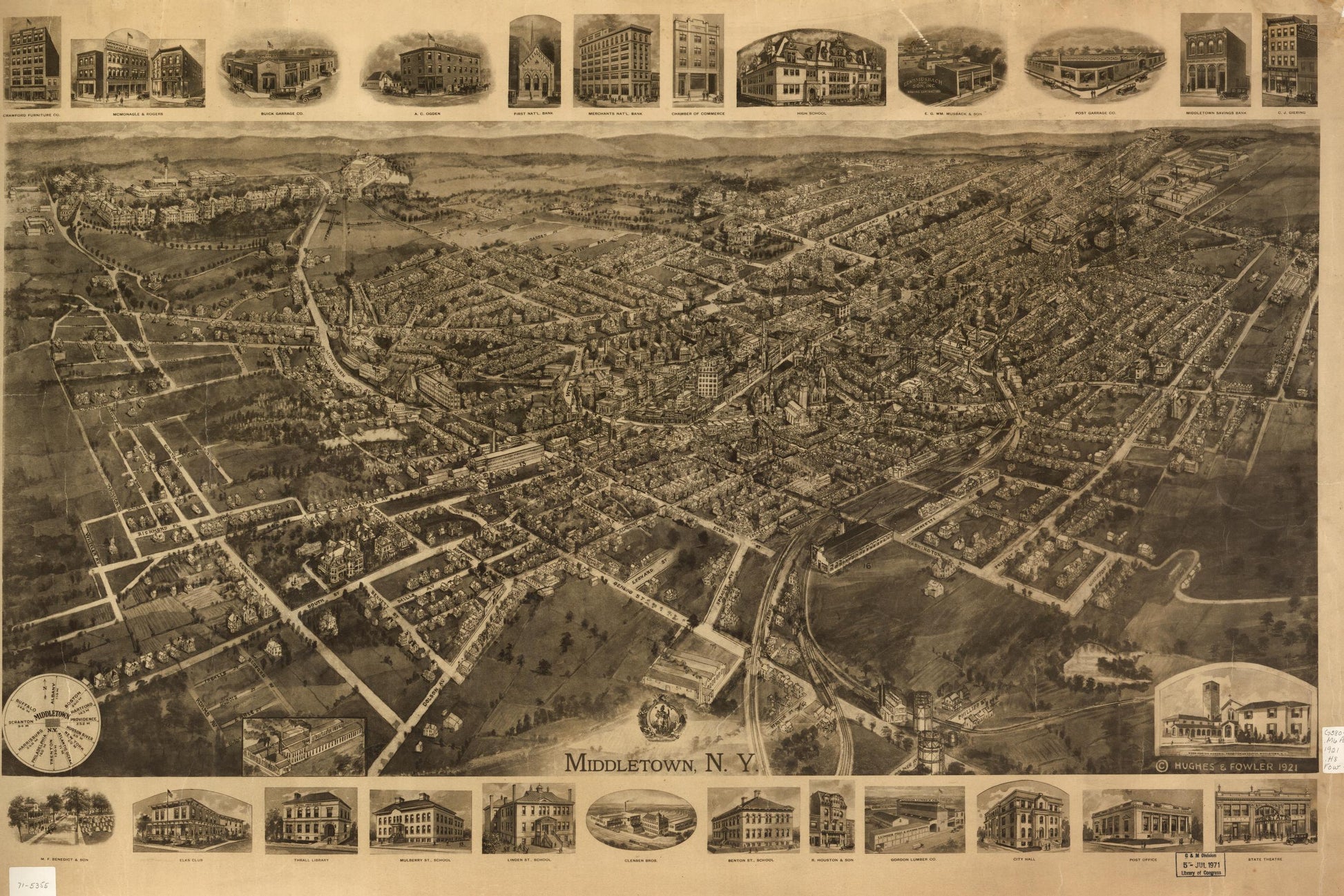 Middletown, N.Y. (1921) – Historic Bird’s-Eye View Panorama Print