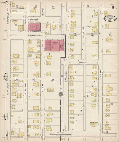 Sanborn Fire Insurance Map from Blytheville, Mississippi County, Arkansas (1921), Sheet #0006 - Complete Map Set gallery image, historic Sanborn map, vintage wall art, Blytheville Mississippi