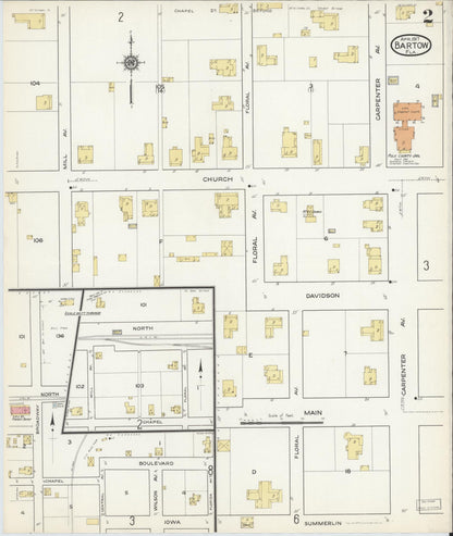 Sanborn Fire Insurance Map from Bartow, Polk County, Florida (1917), Sheet #0002 - Historic Sanborn Fire Insurance Map Print, vintage old map wall art, antique decor, genealogy gift, Florida Florida map