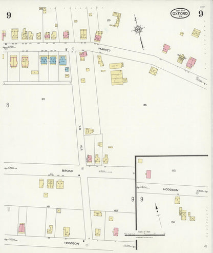 Sanborn Fire Insurance Map from Oxford, Chester County, Pennsylvania (1924), Sheet #0009 - Historic Sanborn Fire Insurance Map Print, vintage old map wall art, antique decor, genealogy gift, Pennsylvania Pennsylvania map