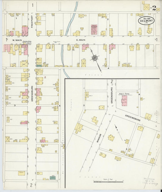 Sanborn Fire Insurance Map from Delmont, Westmoreland County, Pennsylvania (1909), Sheet #0002 - Historic Sanborn Fire Insurance Map Print, vintage old map wall art, antique decor, genealogy gift, Pennsylvania Pennsylvania map