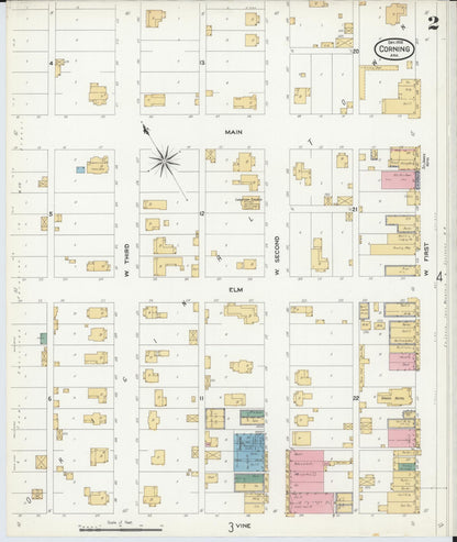 Sanborn Fire Insurance Map from Corning, Clay County, Arkansas (1908), Sheet #0002 - Complete Map Set gallery image, historic Sanborn map, vintage wall art, Arkansas Arkansas
