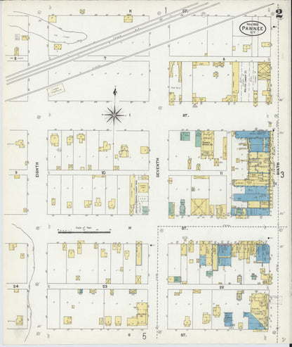 Sanborn Fire Insurance Map from Pawnee, Pawnee County, Oklahoma (1903), Sheet #0002 - Complete Map Set gallery image, historic Sanborn map, vintage wall art, Oklahoma Oklahoma