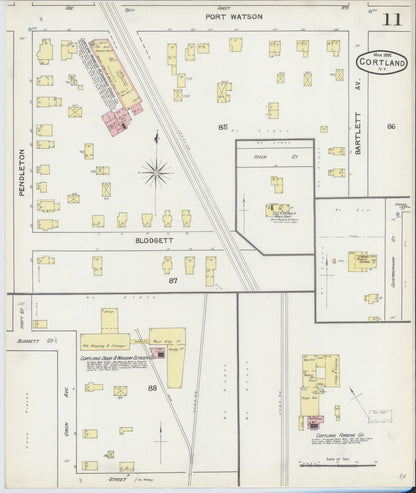 Sanborn Fire Insurance Map from Cortland, Cortland County, New York (1892), Sheet #0011 - Historic Sanborn Fire Insurance Map Print, vintage old map wall art, antique decor, genealogy gift, New York New York map