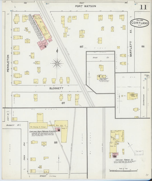 Sanborn Fire Insurance Map from Cortland, Cortland County, New York (1892), Sheet #0011 - Historic Sanborn Fire Insurance Map Print, vintage old map wall art, antique decor, genealogy gift, New York New York map