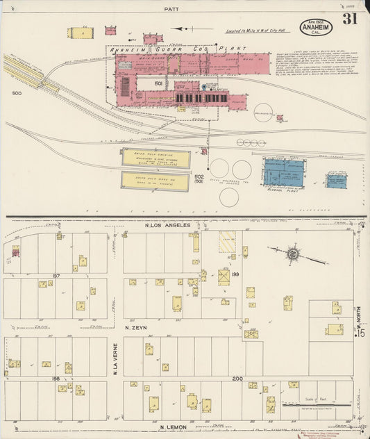 Sanborn Fire Insurance Map from Anaheim, Orange County, California (1922), Sheet #0031 - Historic Sanborn Fire Insurance Map Print, vintage old map wall art, antique decor, genealogy gift, California California map