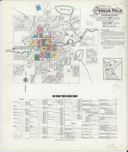Sanborn Fire Insurance Map from Fergus Falls, Otter Tail County, Minnesota (1915), Sheet #0001 - Complete Map Set gallery image, historic Sanborn map, vintage wall art, Minnesota Minnesota