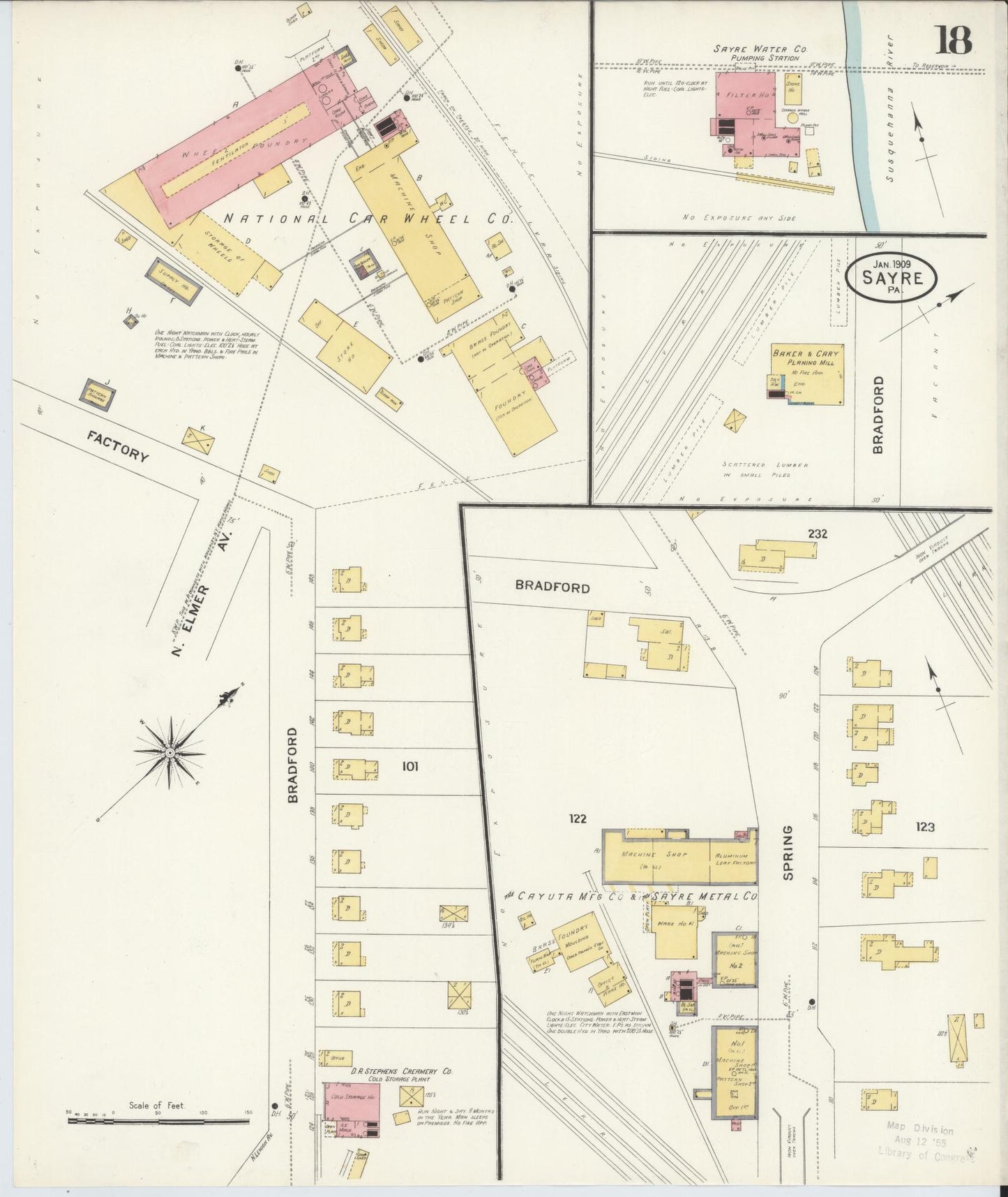 Sanborn Fire Insurance Map from Sayre, Bradford County, Pennsylvania (1909), Sheet #0018 - Complete Map Set gallery image, historic Sanborn map, vintage wall art, Pennsylvania Pennsylvania
