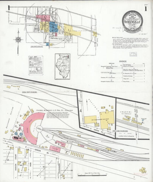 Sanborn Fire Insurance Map from Bensenville, Dupage County, Illinois. (1926) – Map View