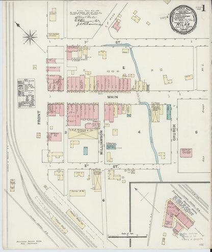 Sanborn Fire Insurance Map from Milan, Gibson County, Tennessee (1891), Sheet #0001 - Complete Map Set gallery image, historic Sanborn map, vintage wall art, Tennessee Tennessee