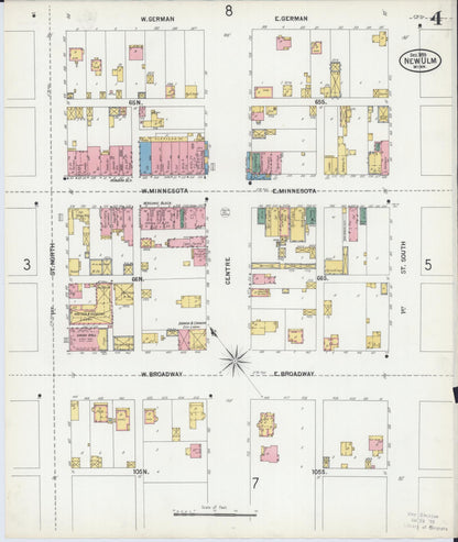 Sanborn Fire Insurance Map from New Ulm, Brown County, Minnesota (1899), Sheet #0004 - Complete Map Set gallery image, historic Sanborn map, vintage wall art, Minnesota Minnesota