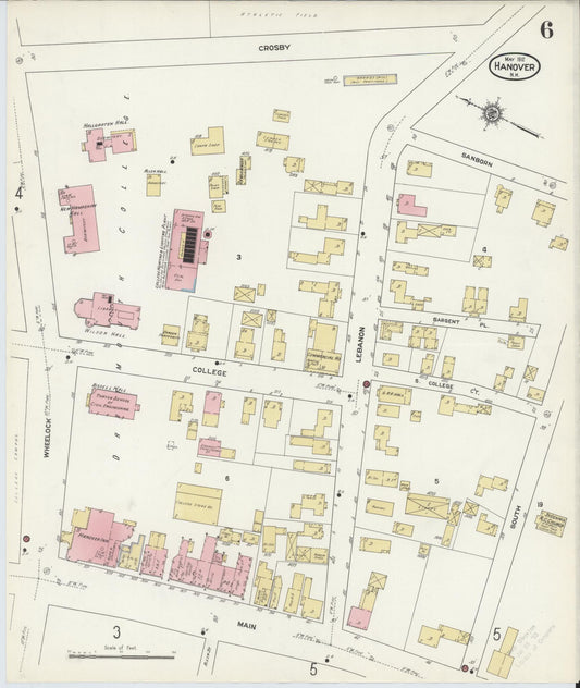 Sanborn Fire Insurance Map from Hanover, Grafton County, New Hampshire (1912), Sheet #0006 - Historic Sanborn Fire Insurance Map Print, vintage old map wall art, antique decor, genealogy gift, New Hampshire New Hampshire map