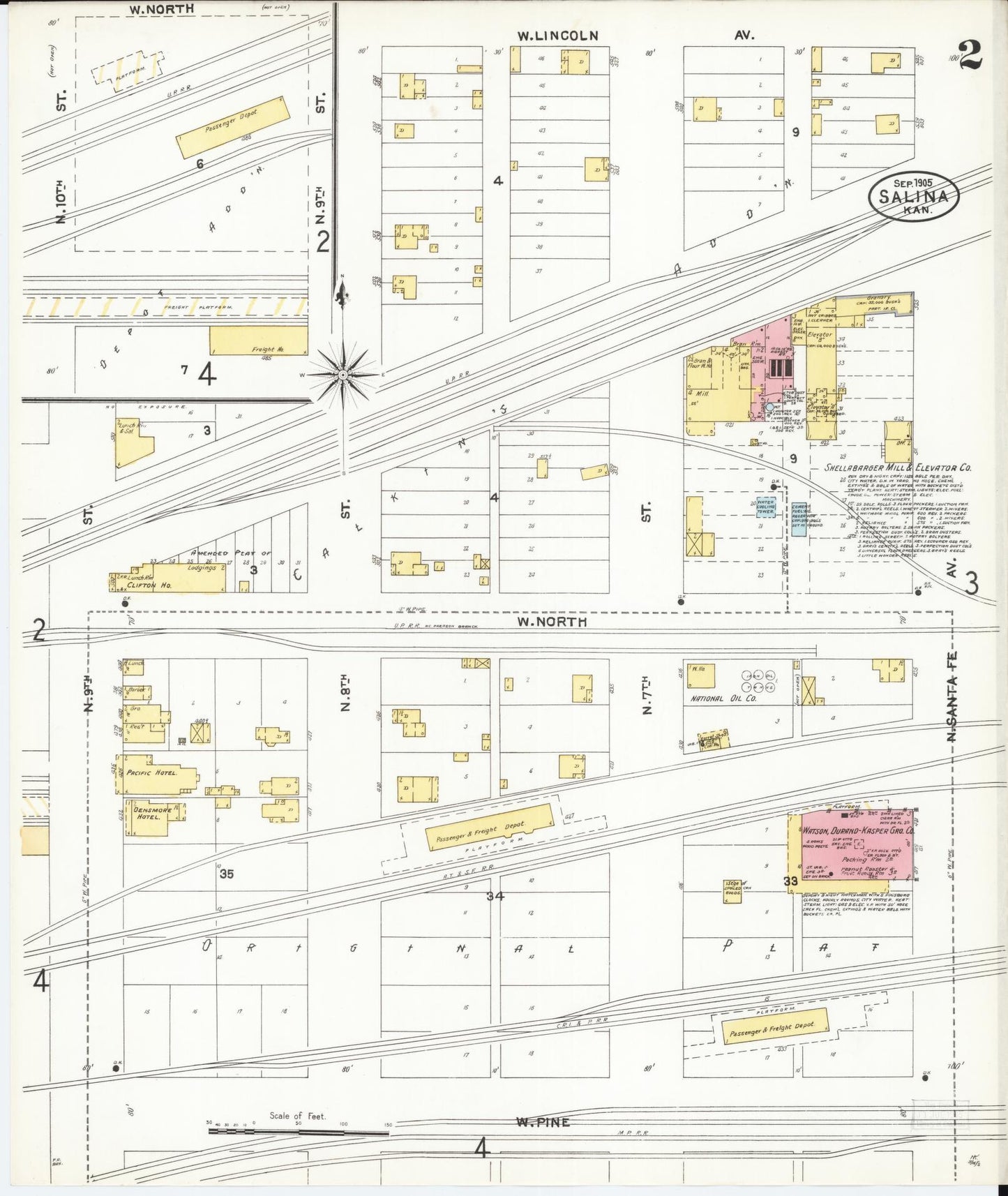 Sanborn Fire Insurance Map from Salina, Saline County, Kansas (1905), Sheet #0002 - Complete Map Set gallery image, historic Sanborn map, vintage wall art, Kansas Kansas