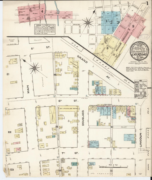 Sanborn Fire Insurance Map from Las Vegas, San Miguel County, New Mexico (1883), Sheet #0001 - Historic Sanborn Fire Insurance Map Print, vintage old map wall art, antique decor, genealogy gift, New Mexico New Mexico map
