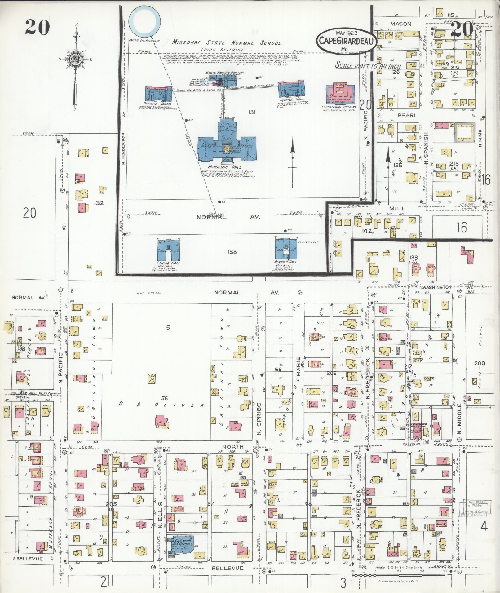 Sanborn Fire Insurance Map from Cape Girardeau, Cape Girardeau County, Missouri (1923), Sheet #0020 - Complete Map Set gallery image, historic Sanborn map, vintage wall art, Missouri Missouri