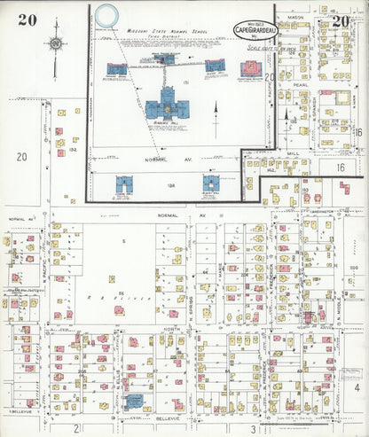 Sanborn Fire Insurance Map from Cape Girardeau, Cape Girardeau County, Missouri (1923), Sheet #0020 - Complete Map Set gallery image, historic Sanborn map, vintage wall art, Missouri Missouri