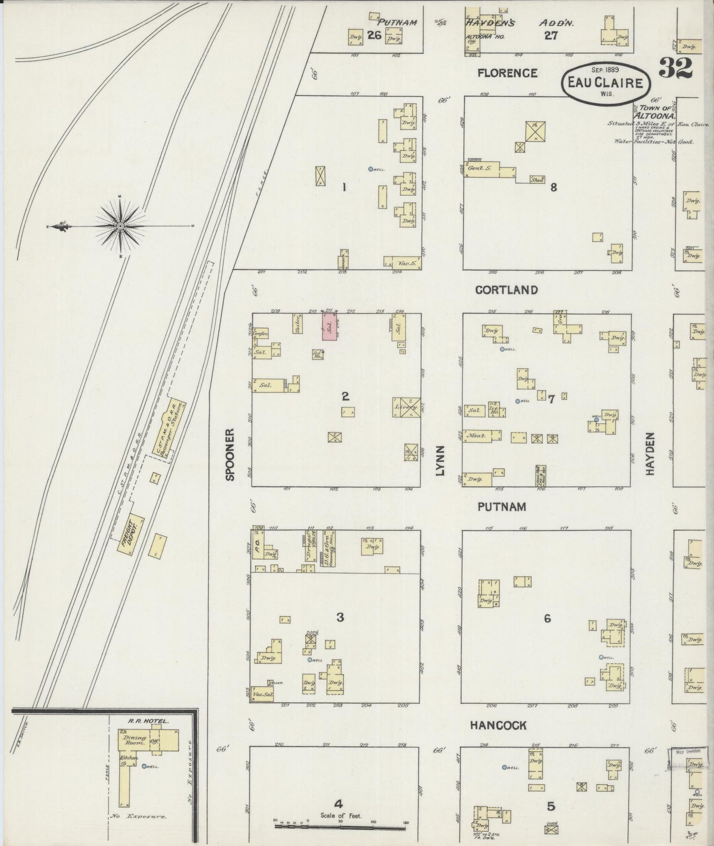 Sanborn Fire Insurance Map from Eau Claire, Eau Claire County, Wisconsin (1889), Sheet #0032 - Complete Map Set gallery image, historic Sanborn map, vintage wall art, Wisconsin Wisconsin