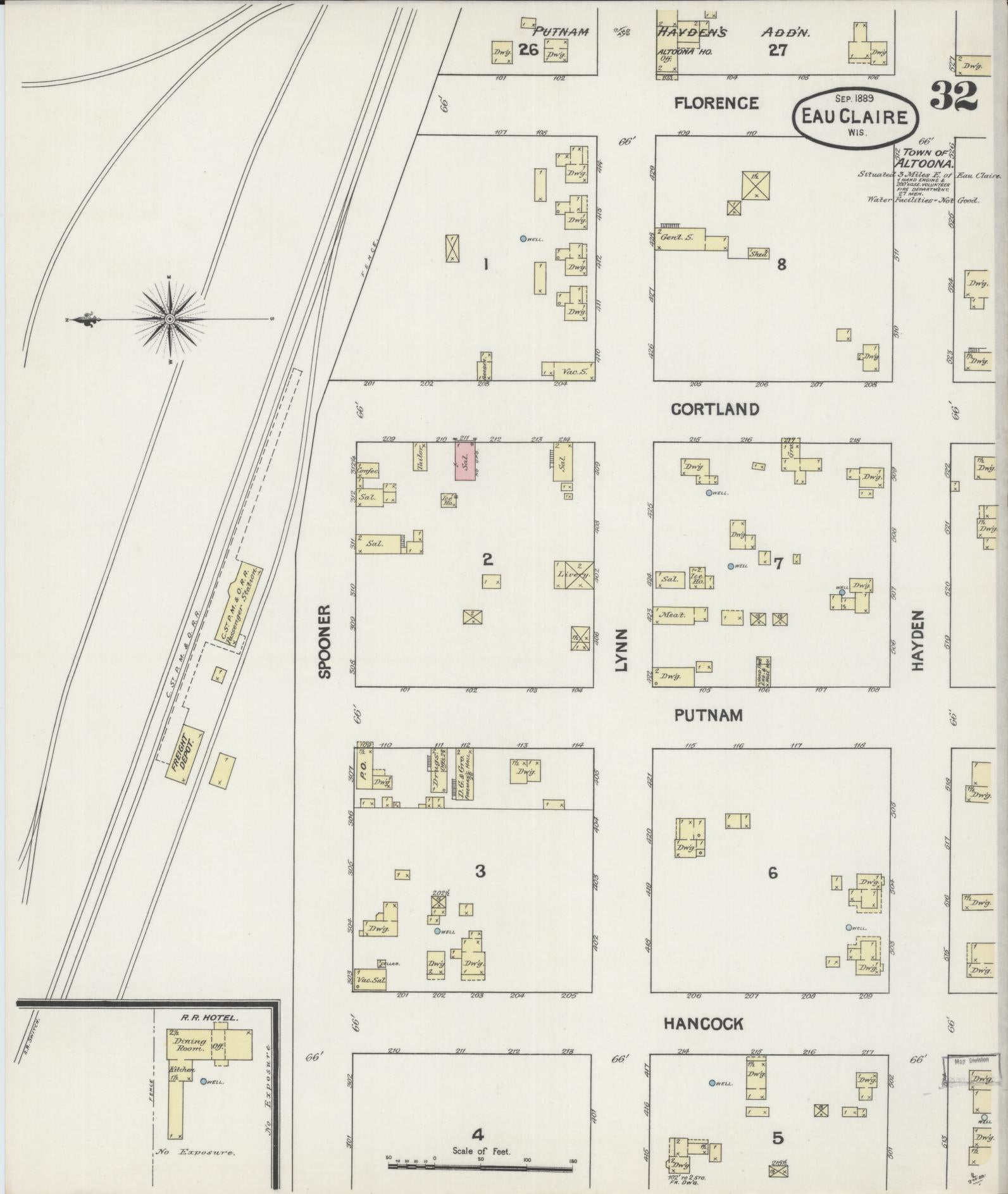 Sanborn Fire Insurance Map from Eau Claire, Eau Claire County, Wisconsin (1889), Sheet #0032 - Complete Map Set gallery image, historic Sanborn map, vintage wall art, Wisconsin Wisconsin