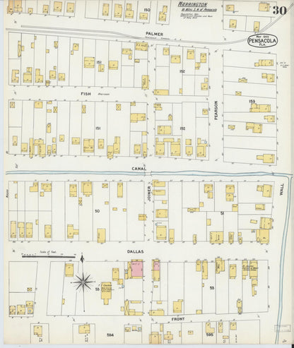 Sanborn Fire Insurance Map from Pensacola, Escambia County, Florida (1903), Sheet #0030 - Complete Map Set gallery image, historic Sanborn map, vintage wall art, Florida Florida