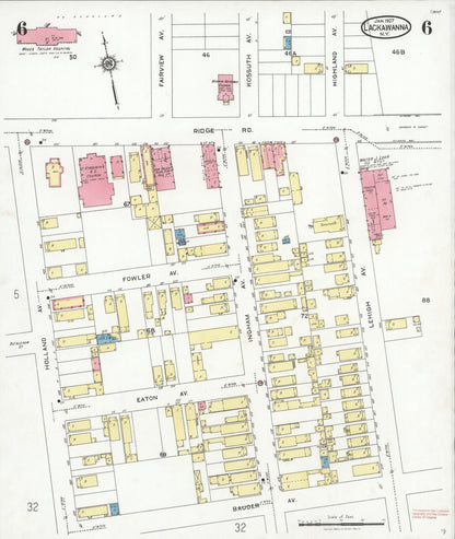 Sanborn Fire Insurance Map from Lackawanna, Erie County, New York (1927), Sheet #0006 - Historic Sanborn Fire Insurance Map Print, vintage old map wall art, antique decor, genealogy gift, New York New York map