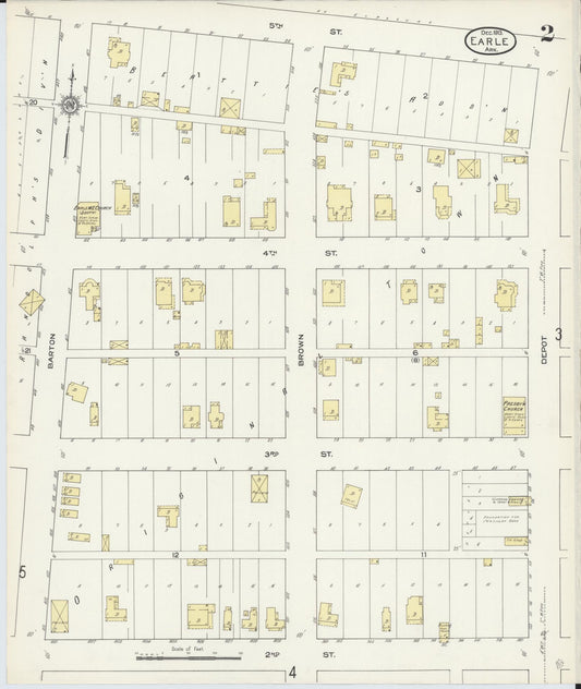 Sanborn Fire Insurance Map from Earle, Crittenden County, Arkansas (1913), Sheet #0002 - Historic Sanborn Fire Insurance Map Print, vintage old map wall art, antique decor, genealogy gift, Arkansas Arkansas map