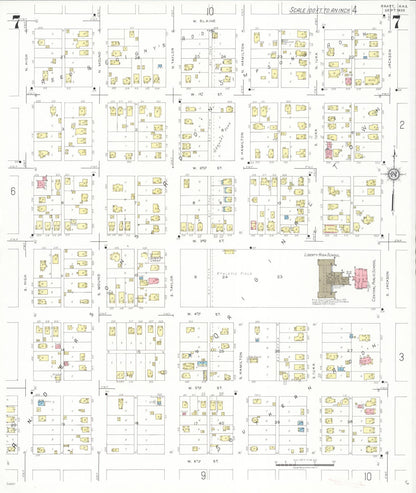 Sanborn Fire Insurance Map from Pratt, Pratt County, Kansas (1935), Sheet #0007 - Complete Map Set gallery image, historic Sanborn map, vintage wall art, Kansas Kansas