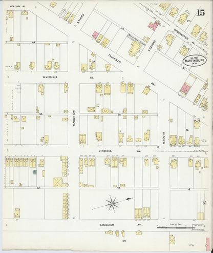 Sanborn Fire Insurance Map from Martinsburg, Berkeley County, West Virginia (1907), Sheet #0015 - Complete Map Set gallery image, historic Sanborn map, vintage wall art, West Virginia West Virginia