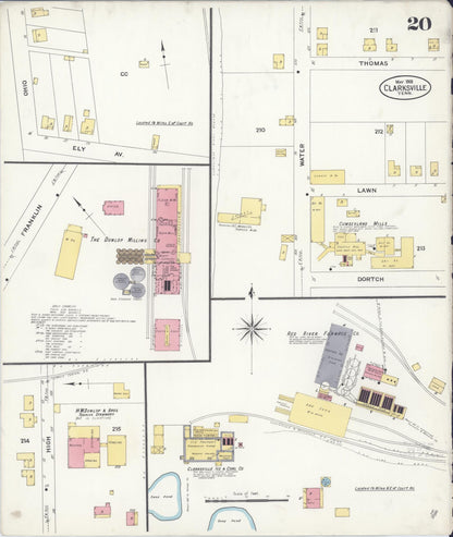 Sanborn Fire Insurance Map from Clarksville, Montgomery County, Tennessee (1908), Sheet #0020 - Complete Map Set gallery image, historic Sanborn map, vintage wall art, Tennessee Tennessee