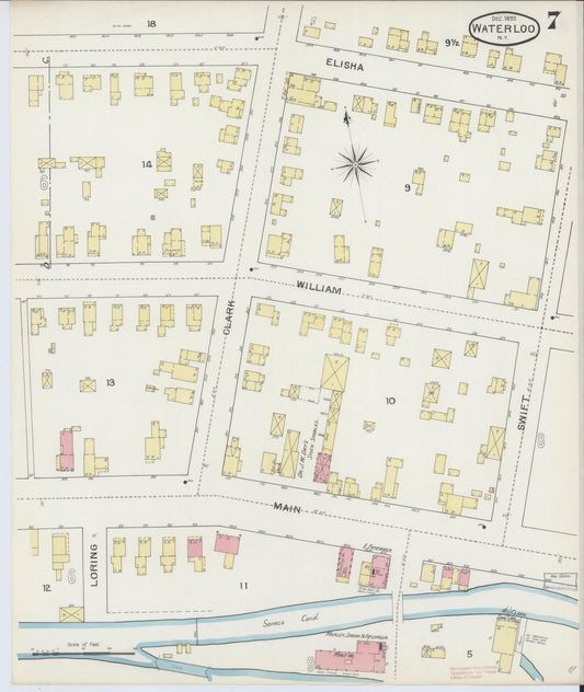 Sanborn Fire Insurance Map from Waterloo, Seneca County, New York (1893), Sheet #0007 - Historic Sanborn Fire Insurance Map Print, vintage old map wall art, antique decor, genealogy gift, New York New York map
