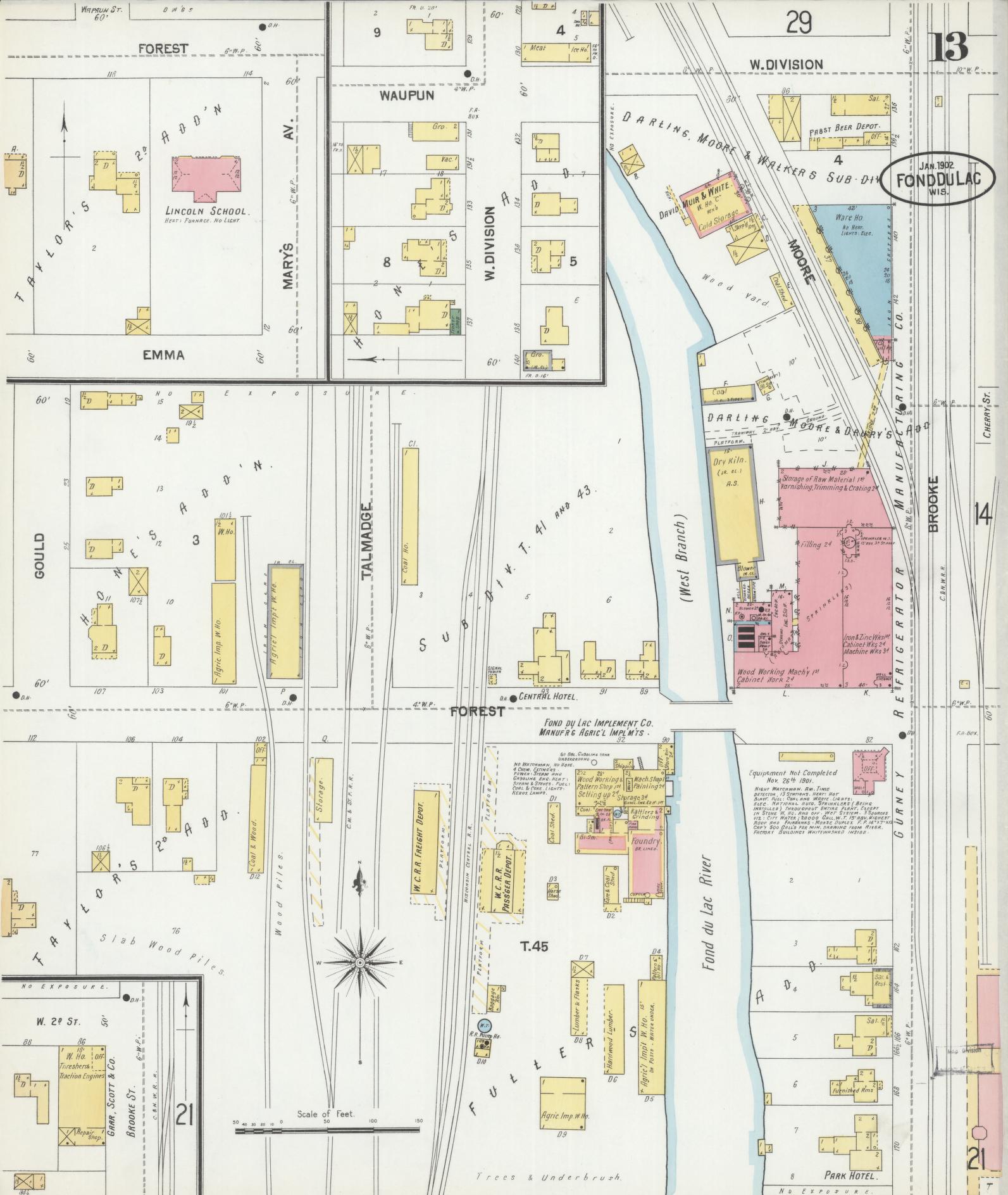 Sanborn Fire Insurance Map from Fond du Lac, Fond du Lac County, Wisconsin (1902), Sheet #0013 - Complete Map Set gallery image, historic Sanborn map, vintage wall art, Wisconsin Wisconsin