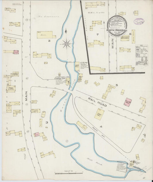 Sanborn Fire Insurance Map from North Haverhill, Grafton County, New Hampshire (1885), Sheet #0001 - Historic Sanborn Fire Insurance Map Print, vintage old map wall art, antique decor, genealogy gift, New Hampshire New Hampshire map