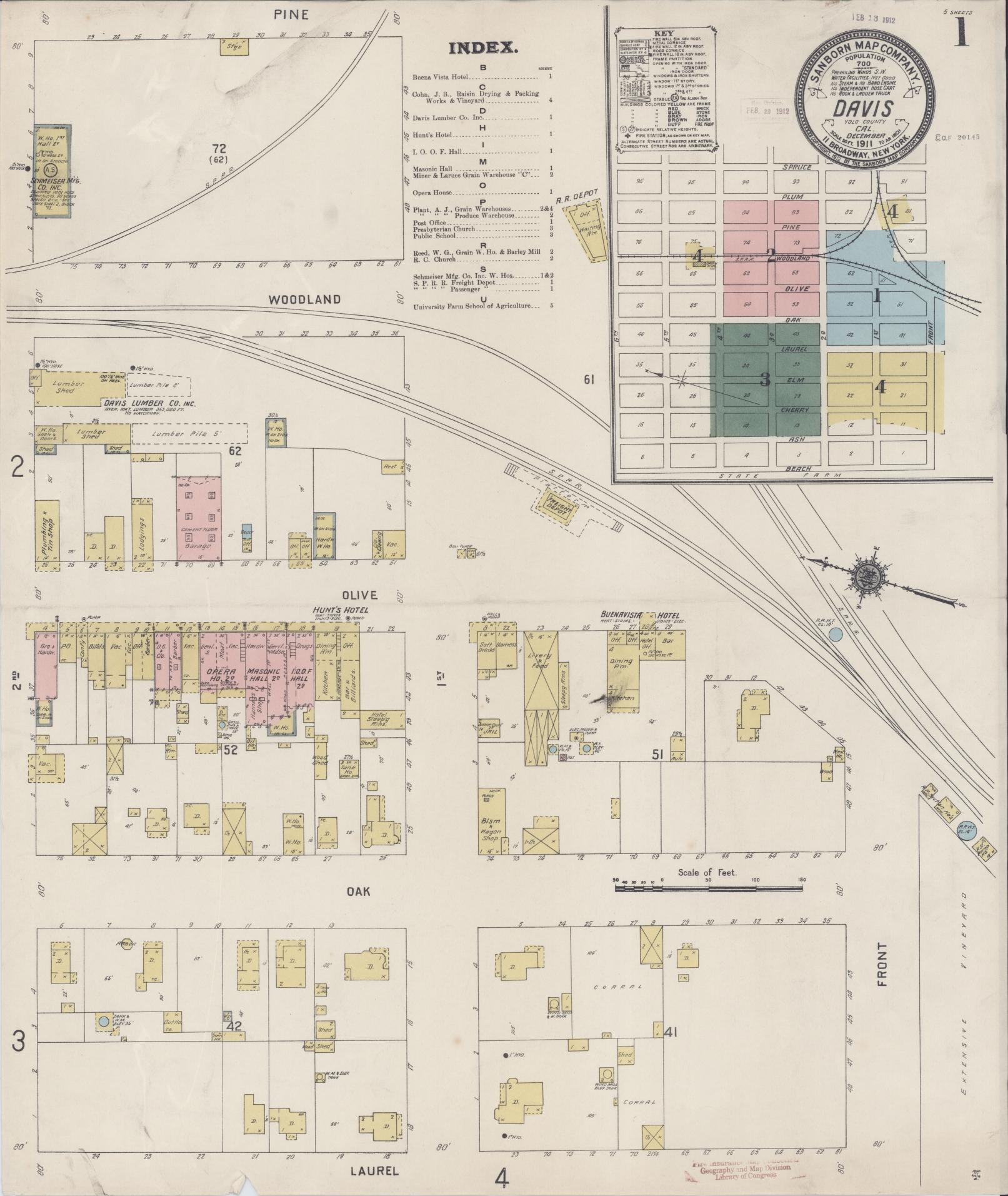 Sanborn Fire Insurance Map from Davis, Yolo County, California. (1911) – Historic Sanborn Fire Insurance Map Print