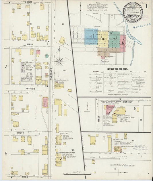 Sanborn Fire Insurance Map from Somerset, Somerset County, Pennsylvania (1897), Sheet #0001 - Historic Sanborn Fire Insurance Map Print, vintage old map wall art, antique decor, genealogy gift, Pennsylvania Pennsylvania map
