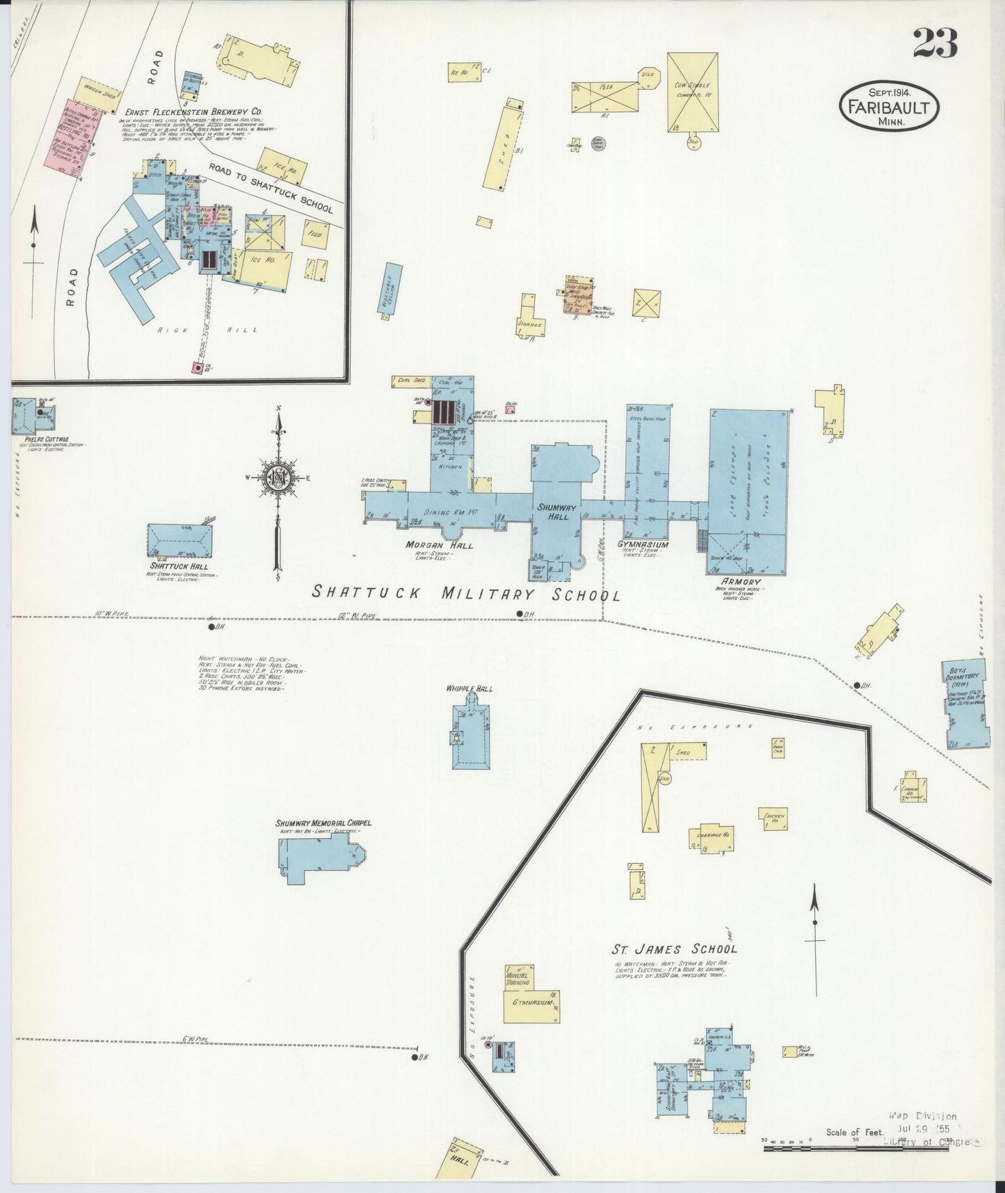 Sanborn Fire Insurance Map from Faribault, Rice County, Minnesota (1914), Sheet #0023 - Historic Sanborn Fire Insurance Map Print, vintage old map wall art, antique decor, genealogy gift, Minnesota Minnesota map