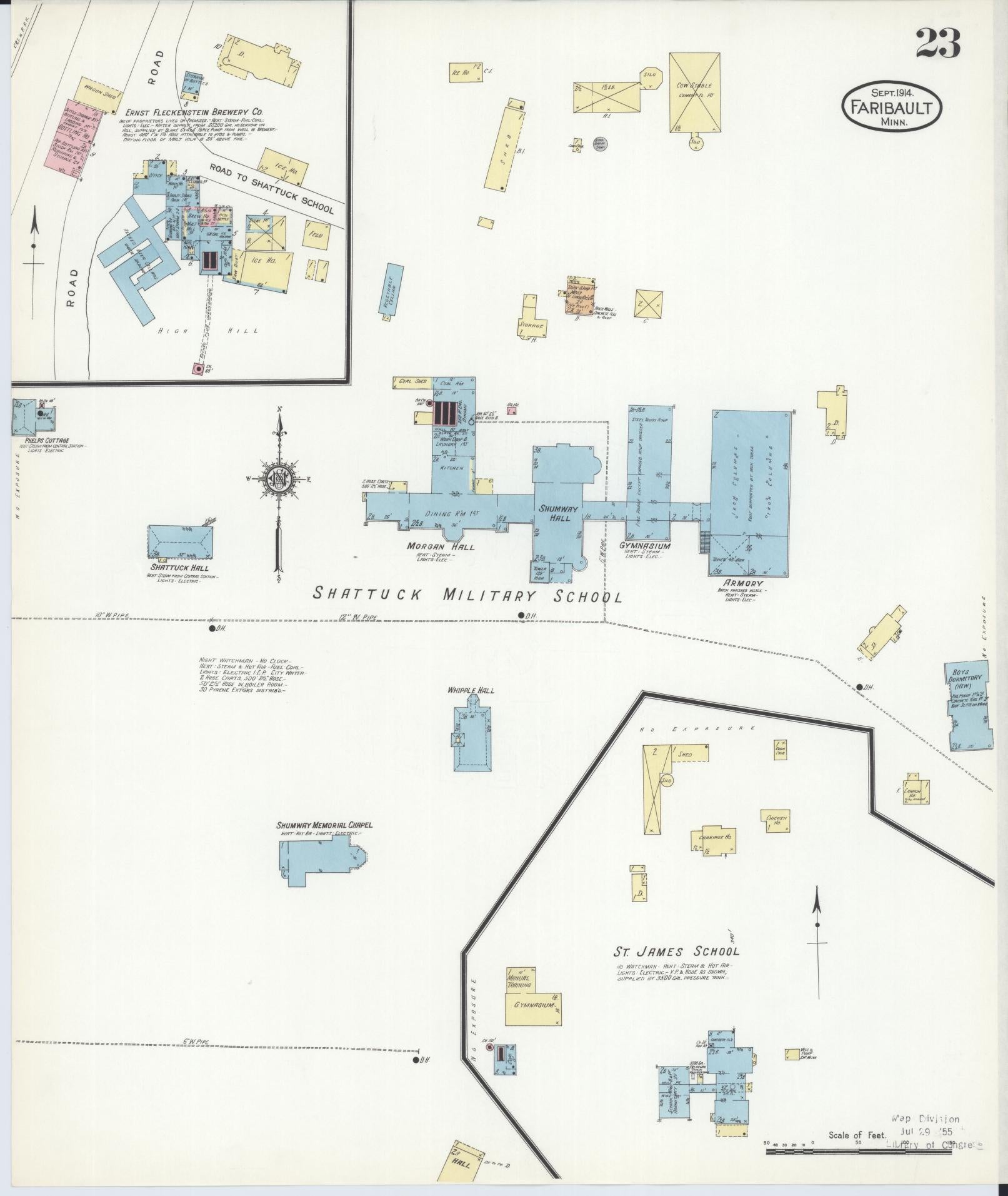 Sanborn Fire Insurance Map from Faribault, Rice County, Minnesota (1914), Sheet #0023 - Historic Sanborn Fire Insurance Map Print, vintage old map wall art, antique decor, genealogy gift, Minnesota Minnesota map