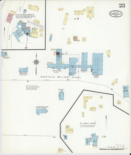 Sanborn Fire Insurance Map from Faribault, Rice County, Minnesota (1914), Sheet #0023 - Historic Sanborn Fire Insurance Map Print, vintage old map wall art, antique decor, genealogy gift, Minnesota Minnesota map